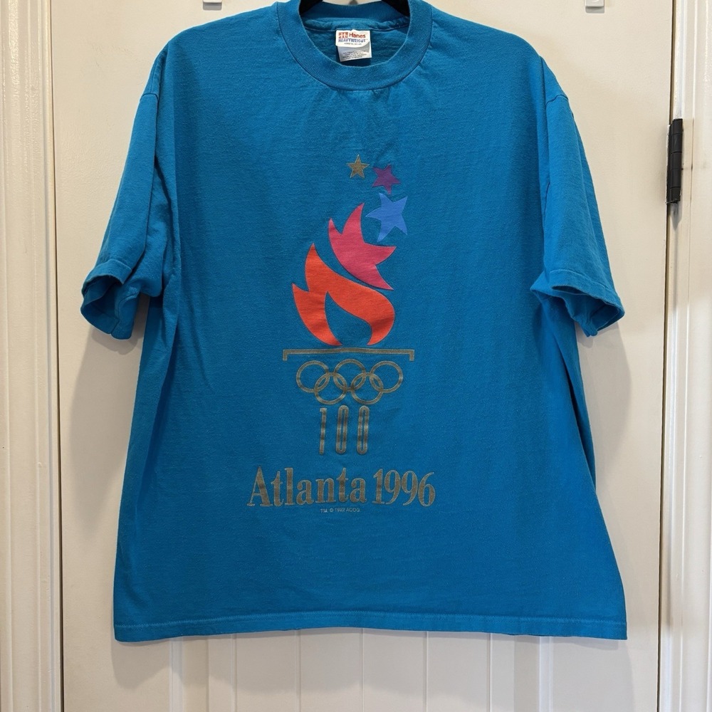 VTG 1992 Atlanta Summer Olympics Games Of 1996 T-Shirt XL RARE MENS Teal Blue